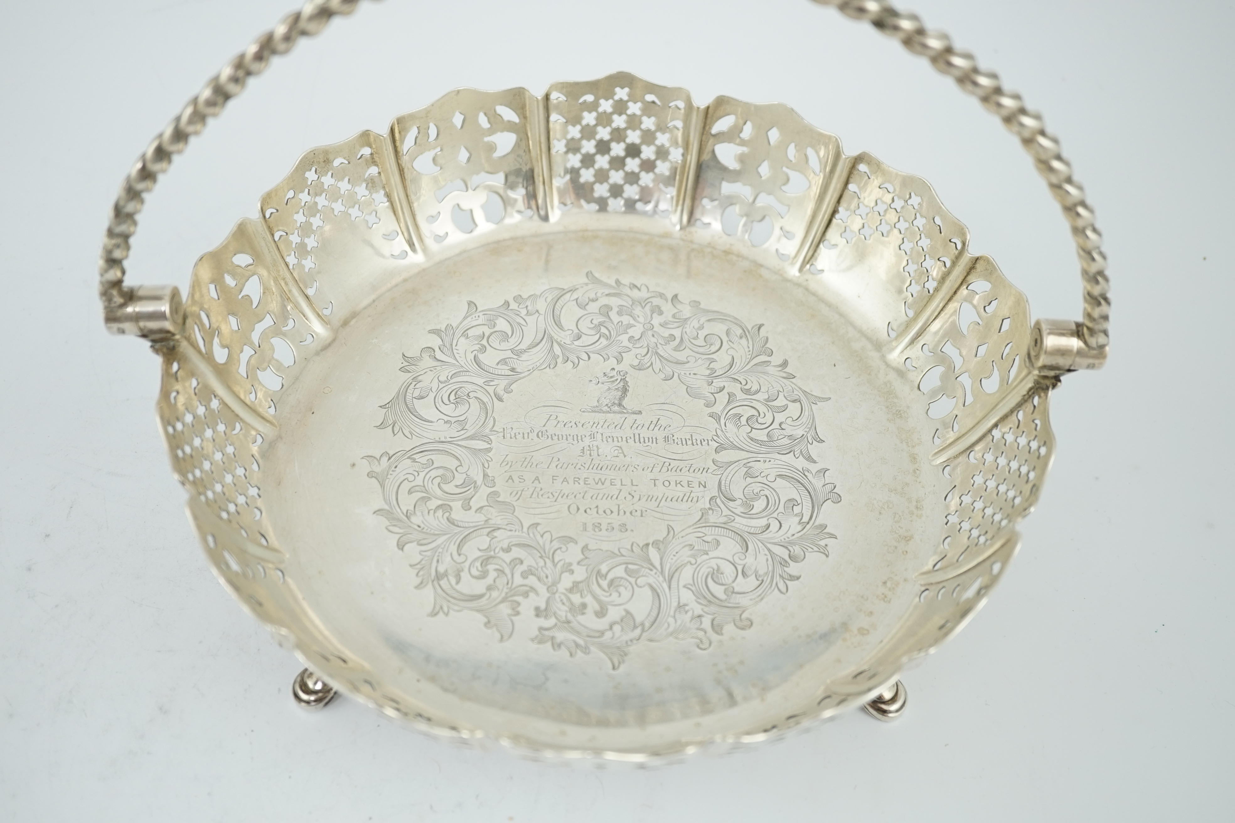 A Victorian pierced silver shallow circular cake basket, by Henry Wilkinson & Co